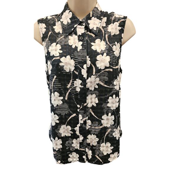Italian Floral Plaid Print Burnout Silk blend layering shaket vest Curete 8 EUC# - Picture 1 of 7